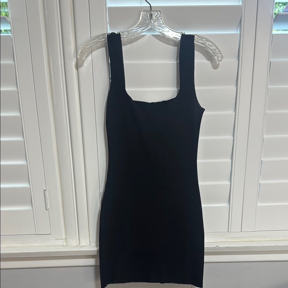 Zara Black Bodycon Mini Dress Square Neck Sleeveless